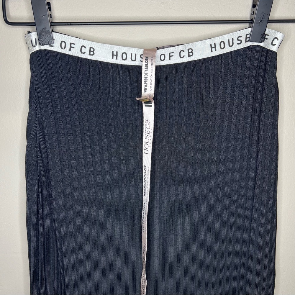 NWT House of CB Mathilde Black Ribbed Midi Skirt size medium - Picture 4 of 6